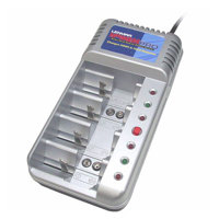 Lenmar 5 in 1 AC Charger, charges 4 AA/AAA, C, D, & 2 9V Ni-Cad or NiMH cells.