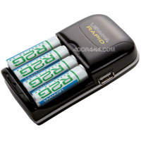 Lenmar R2G804U AA/AAA Four Hour Charger, with Four R2G 2150mAh Rechargeable Nickel-Metal Hydride AA Batteries