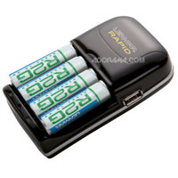 Lenmar R2G808U AA/AAA Eight Hour Charger, with Four R2G 2150mAh Rechargeable Nickel-Metal Hydride AA Batteries