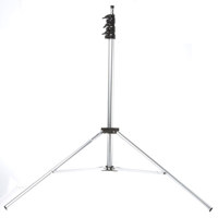 Adorama 7.5' Chrome Kit Light Stand with 1/4" Screw Thread, 3 Section with 2 Risers. folds to 27½"