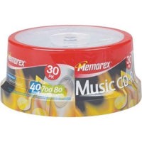 Memorex Music Disk, Music CD-R, 80 min. (40x) Branded, 30 Pack with Spindle