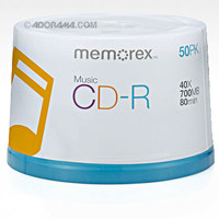 Memorex Music Disk, Music CD-R, 80 min. (40x) Branded, 50 Pack with Spindle