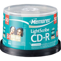 Memorex Disk CD-R 80 min. (52x) Branded, LightScribe, 50 Pack with Spindle