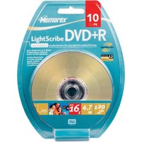 Memorex Disk LightScribe DVD+R 4.7GB 16x 10 Pack Blister