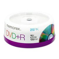 Memorex Disk 16x DVD+R 4.7GB 25 Pack Spindle