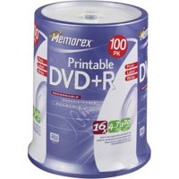 Memorex Disk White Inkjet Printable DVD+R 4.7GB - 100 Pack Spindle