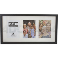 North American Enclosures Regal Series, Wood Wall Frame 10" x 20" with a Mat For 3 - 5" x 7" Photos, Width &frac34;", Color: Black image