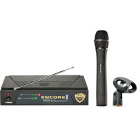 Nady Single VHF Cardioid Dynamic Handheld Mic Wireless System, with Encore I Receiver, WHT Handheld & WMC-11 Mic Clip