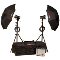 Norman D24-2 Kit, 2400ws Basic Kit with D24 Power Supply, IL2500 Lamp Heads, 5DL Reflectors, Light Stands, Umbrellas and Wheeled Case