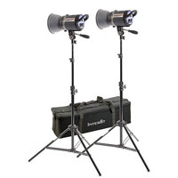 Interfit Photographic INT158 Stellar Tungsten Twin Reflector Kit, with Two Lights, Spill Kill Reflectors, Stands, Bulbs & Case, 1500 Total Watts.