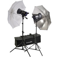 Interfit Photographic INT157 Stellar Tungsten Umbrella Kit, with Two Lights, 2 Umbrellas, Stands & Bulbs, 1500 Total Watts.