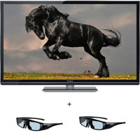 Panasonic Smart VIERA 55" Class GT50 Series Full HD 3D Plasma HDTV - Bundle - with Two Panasonic TY-ER3D4MU Active Shutter 3D Eyewear, Medium
