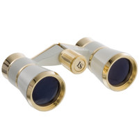 Adorama 3 x 25 Aida Focusing Opera Glass Binocular, White with Gold Trim