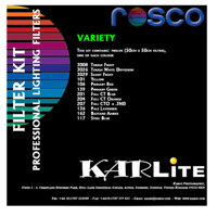 Rosco Cinegel Sampler Kit, Fifteen 10" x 12" Assorted Color &amp; Diffusion Filters. image