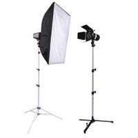 Savage Basic Studio 250ws Kit, with 100ws &amp; 150ws Monolight Strobes with Modeling Lights, Barn Doors, Stands &amp; Softbox image
