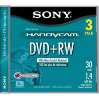 Sony 8cm DVD+RW Rewriteable Camcorder Media, 1.4GB, Pack of 3.
