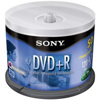 Sony 16x DVD+R Recordable Discs on Spindle, (4.7GB), Pack of 50.
