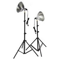 SP Studio Systems Basic Tungsten Flood Light Kit with Two 250 watt Capacity Lights &amp; Stands image