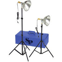 SP Studio Systems Deluxe Tungsten Flood Light Kit with Two Complete Lights &amp; Case. image