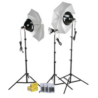 Smith Victor KT800 3-Light 1250-Watt Thrifty Photoflood Kit with Umbrellas image
