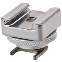 Adorama Mini Advanced Accessory Shoe to Universal Shoe Adapter, Flat Type, for Canon Camcorders, Silver image