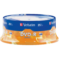Verbatim DVD-R, 4.7 GB 16x Branded, Pack of 25 on Spindle