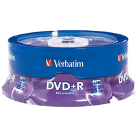 Verbatim DVD+R Recordable Media, 4.7GB, 16x Branded Surface, 25 Pack on Spindle