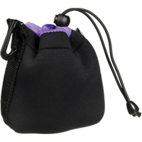 Zing Drawstring Lens Pouch Small - Black with Purple Top Hem (5" long/3.75"diameter)
