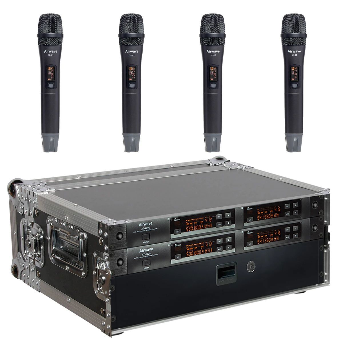 Airwave Technologies AT-HH4CH Turnkey 4-Ch Wireless System with 4x Handheld Mics
Airwave Technologies AT-HH4CH Turnkey 4-Ch Wireless System with 4x Handheld Mics