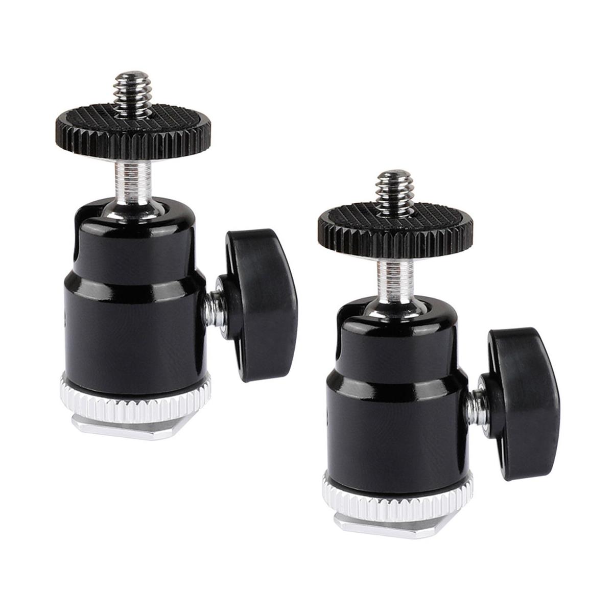 

CAMVATE 1/4"-20 Mini Ball Head with Shoe Mount Adapter, 2-Pack