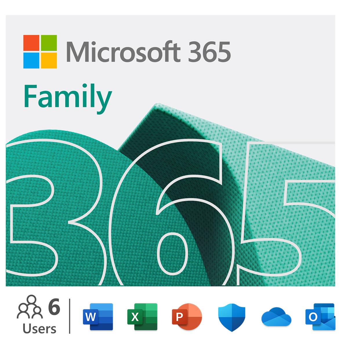 

Microsoft 365 Family Mac/Win P6 1 Year Subscription, Replaces Office, Key Code