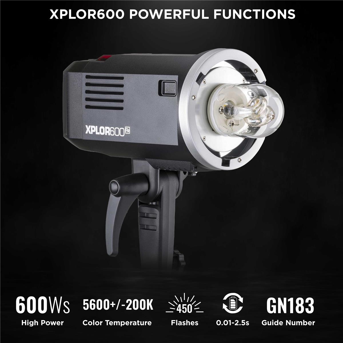 Flashpoint XPLOR 600 R2 Battery Powered Photo Studio Strobe Portable Monolight,B