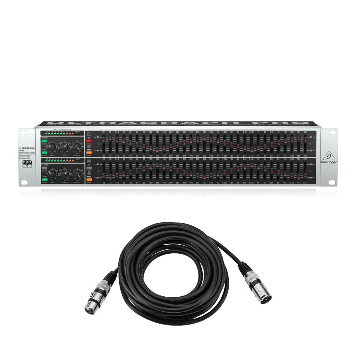 Behringer FBQ3102HD Graphic Equalizer with XLR Connector Cable