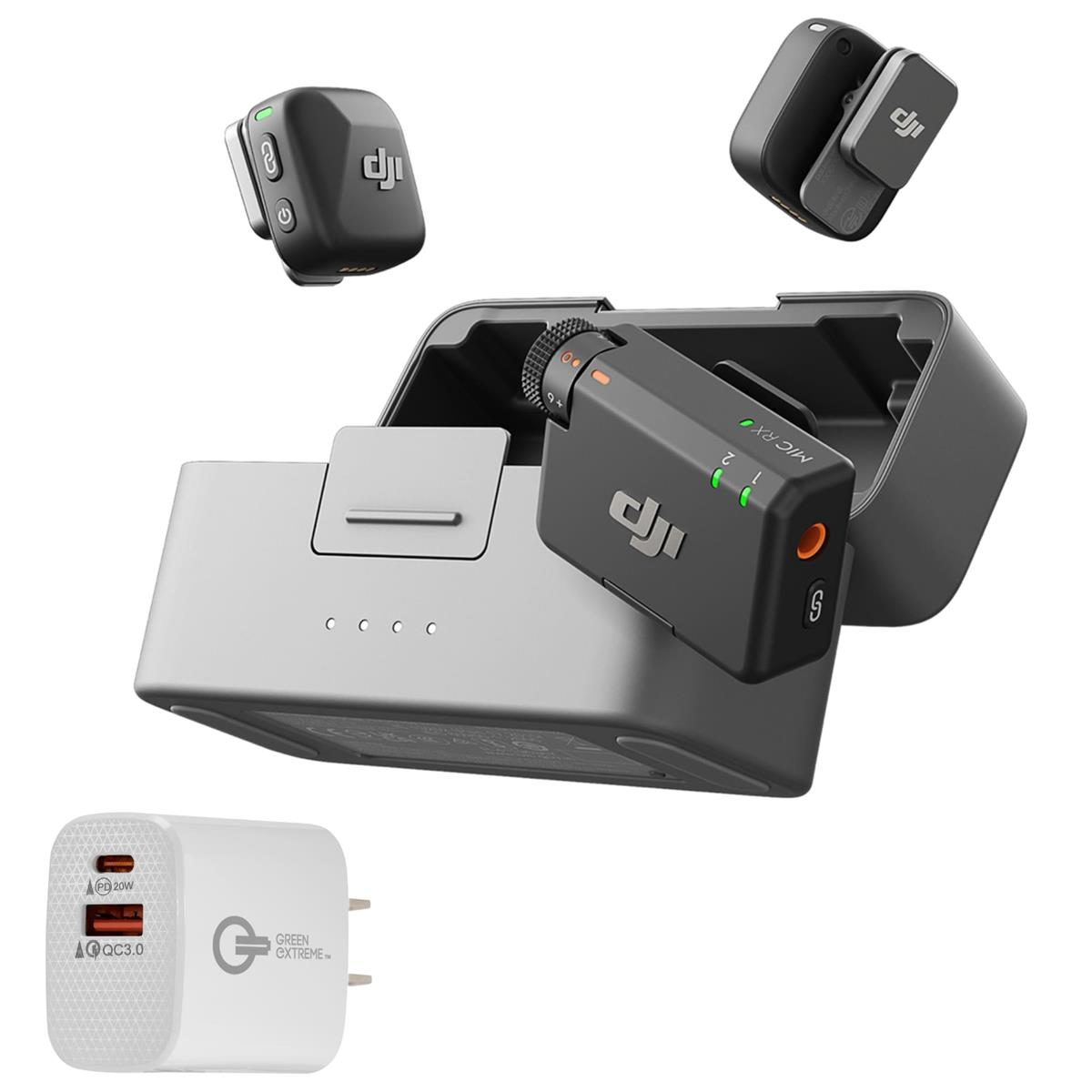 DJI Mic Mini (2 TX + 1 RX + Charging Case), Ultralight, 48h Use, Noise Cancellin