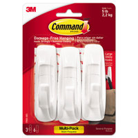 

3M Command General Purpose Large Utility Hooks Multi-Pack, 3 Hooks & 6 Strips, 5lb Capacity, White