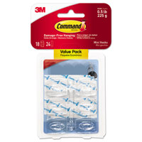 

3M Command Clear Mini Hooks and Strips, Plastic, 18 Hooks and 24 Strips