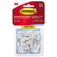 

3M Command Small Sized Wire Hooks & Strips Value Pack, 9 Hooks & 12 Adhesive Strips, Clear, Plastic/Wire