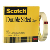 

3M Scotch Permanent Double-Sided Tape, 1/2"x36 yds, 3" Core, Clear