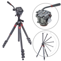 

3Pod Orbit Tripod for DSLR Photo & Video Cameras, 4 Section Extension Legs, with Q3 Fluid Video Head, Bubble Level, with Bag. 69", Carbon Fiber