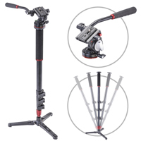 

3Pod Orbit 4 Section Aluminum Photo/Video Monopod with Fluid Base and Lightweight Fluid Video Head