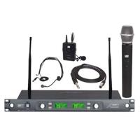 

Audio 2000s AWM6546DUH UHF Dual-Channel Diversity Headset Wireless Microphone System with AWR6546DU Receiver, 2x AWX6540H Bodypack Transmitters and Carry Case