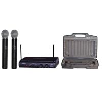 

Audio 2000s AWM6032U UHF Dual-Channel Wireless Handheld Microphone System, Includes AWR6032U Receiver, 2x AWX6030 Handheld Microphones