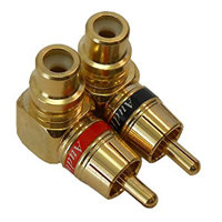 

Audio 2000s ACC3112BR Gold-Plated Brass RCA to RCA Right Angle Connectors, Black & Red, 2-Pack