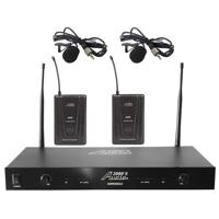 

Audio 2000s AWM6002UM Professional Dual Channel UHF Wireless Lavalier Microphone System, Includes AWM6002U Receiver, 2x AWX6070B Body-Pack Transmitter, 2x AWX6070B-M Lavalier Microphones