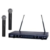 

Audio 2000s AWM6012UF UHF Dual Channel Handheld and Lapel Wireless Microphone System, Includes AWR6012U Receiver, AWX6030 Handheld Transmitter, Headset Microphone, AWX6030M Lavalier Microphone