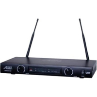 

Audio 2000s AWM6012UL UHF Dual Channel Handheld and Lapel Wireless Microphone System, Includes AWR6012U Receiver, AWX6030 Handheld Transmitter, AWX6030M Lavalier Microphone