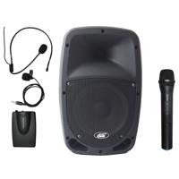 

Audio 2000s AWP6407-L Dual-Channel Pull-N-Go All-In-One Portable UHF Wireless PA System, Includes AWP6407 Unit, Handheld Microphone, Lavalier Microphone, Headset Microphone, Body-Pack Transmitter