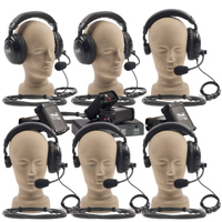 

Anchor Audio PortaCom Six User Wireless Package with 2x Dual Headsets, 4x Single Headsets, 7x 50' Cables