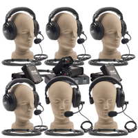 

Anchor Audio PortaCom Six User Wireless Package with 4x Dual Headsets, 2x Single Headsets, 7x 50' Cables