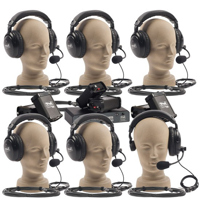 

Anchor Audio PortaCom Six User Wireless Package with 5x Dual Headsets, 1x Single Headset and 7x 50' Cables